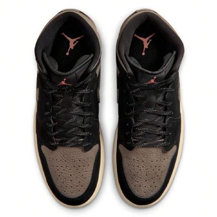 Men's Jordan 1 Mid SE Black/Olive Grey-LT Wild Mango (IB7110 002) - 黑色 - 查看 6