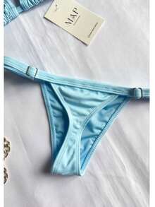 Meryl Triangle Bikini Bottom With Adjustable Straps - Baby Blue - View 2