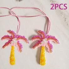 手工串珠棕榈树钥匙扣 - 热带棕榈树设计，树干呈绿色、粉色和黄色 - 波西米亚风海滩派对礼物，可作钥匙扣或包包挂饰 - 男女皆宜，经久耐用 - 旅行和日常佩戴的完美礼物，棕榈树配饰 - 彩色 - 查看 18