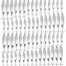 Saltwater Fishing Lures Spoons Metal Treble Hooks Hard Spinner Baits 5 Sizes For Salmon Bass Trout Casting With Metallic Finish - 銀色 - 查看 7