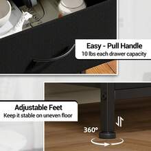 Bedside Table, Side End Table With 4 Fabric Storage Drawers, Bedside Cabinet With Open Storage Shelf, Nightstand For Bedroom, Livingroom, Office - màu đen - Xem 6
