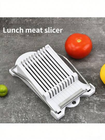 1pc Stainless Steel Manual Slicer - Easily Slice Cheese, Fruits, Eggs And Ham With Sharp Square Blade - Perfect Kitchen Tool For Making Sandwiches, Lunch Boxes And Healthy Snacks