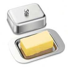 3pcs Butter Dish With Lid,Butter Box ,Butter Storage Container,Cheese And Bread Keeper Storage,Kitchen Accessories,Kitchen Gadgets,For Friend/Seniors Gift,Christmas/Cheese&Butter Festival Gift - Silver - View 5