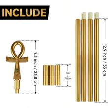 VZQI 64 In Handheld Staff Prop Egyptian Ankh Walking Scepter Pimp Cane Costume Accessory - Gold - View 4