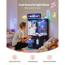 Claw Crane Machine, Medium-Sized Arcade Game Machine With Light & Sound, Adjustable Steel Claws, Precise Toy Candy Grabber Prize Dispenser Vending Toy, For Commercial Home Cinema, Black Purple - 查看 3