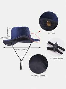1pc Women's Solid Color Sun Protection Bucket Hat, Foldable Large Brim Fishing Cap, Suitable For Daily Use - Black - View 2