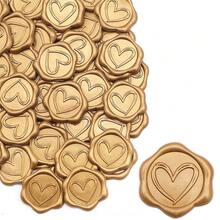 30pcs Brown Heart Shaped Wax Seal Stickers, Self-Adhesive Envelope Sealing Stickers Suitable For Wedding, Party, Birthday, Christmas - Brown - View 2