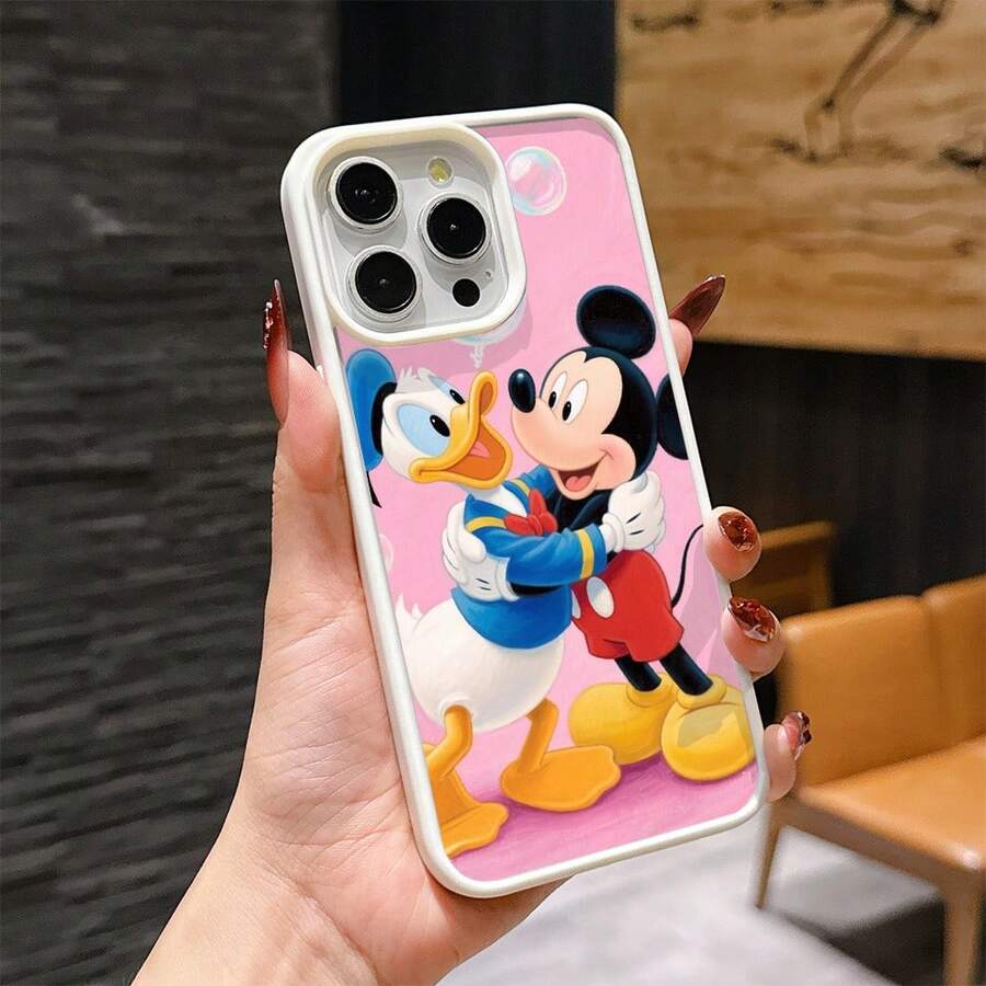 Mickey Mouse Clubhouse Character Patterned Phone Case Featuring A Joyful Design. Mickey Mouse, Minnie Mouse, Donald Duck, Daisy Duck, Goofy Dog, Compatible With IPhone 17, 17 ProMax, 17 Pro, 17 Air, 16, 15, 14, 13, 12 Pro 11 XsMax Xs Xr X And Galaxy Models, With Shockproof Protection And Magnetic Case. A Fun Gift For Disney Fans ,Mickey Fans, Family, Friends, Birthdays, Holidays, And Special Occasions. A Delightful Addition To Your Phone Accessories. - 白色 - 查看 1