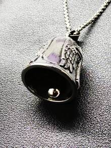 AD 1pc Light Gray Motorcycle Bicycle Bell Accessory, Safety Riding Protection, Motorcycle Angel Bell, Exorcism Bell, Stainless Steel Retro Punk Biker Bell, Black Cross - Vinyl Cross - View 3