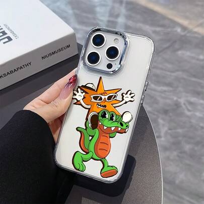 Funda para Teléfono - Álvaro Díaz, Diseño de Dibujos Animados, Compatible con 17, 16E, 16, 15, 14, 13, 12, 11 Pro,, X, XR, XSMAX, 8, Plus, con Marco Metálico Plateado para Lente y Cubierta Trasera Suave Transparente17,17 Pro