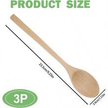 3 Pcs Wooden Spoons, 9 Inch Wood Soup Spoons Japanese Natural Plant Ellipse Wooden Ladle Spoon Set Cooking Mixing Stirring Honey Tea Soda Dessert Coconut Bowl Nonstick Pots Kitchen - 棕色 - 查看 2
