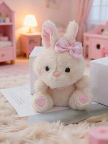 4个15厘米/5.90英寸复活节兔子毛绒玩具，可爱动物兔子带蝴蝶结，填充动物玩偶，装饰创意礼物，适合儿童生日派对、家居装饰、女孩房间装饰 - 彩色 - 查看 7