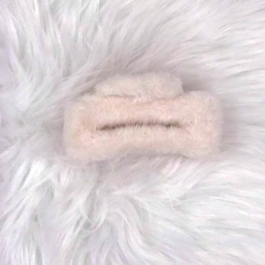 Plush Back Of The Head Hair Clip(11cm) Large Girl Temperament Furry Accessories - 奶白色 - 查看 1