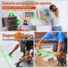 Nivel Láser Autonivelante 360° 16 Líneas Verdes Con Trípode y 2 Baterías Remoto Control - Negro - Ver 3
