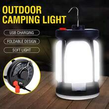 Solar Powered 4-Leaf Camping Light, Dual Light Source 90° Foldable Outdoor Emergency Lighting Portable Lantern