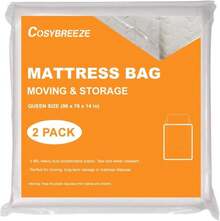 5 Mil Thick Queen Mattress Bags For Moving 2 Pack Bed Mattress Storage Bags Mattress Cover For Moving - Super Thick Heavy Duty Waterproof Plastic Wrap Moving Mattress Protector For Storage - ColorE - 查看 1