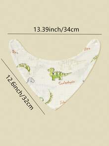 5件套婴儿围兜，柔软棉纱口水巾，花卉动物图案，男女宝宝通用 - 彩色 - 查看 5