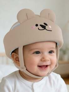 Cute Rabbit Anti-Fall Hat, Baby Anti-Fall Hat, Toddler Walking Safety Helmet, Children's Anti-Collision Head Protection Cap, Toddler Walking Head Protection Anti-Fall Hat, All Season - Brown Crooked-mouth Bear - View 2