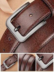 2pcs Men's Leather Buckle Casual Retro Belt, Suitable For Jeans, Father's Day & Valentine's Day Gift - Multicolor - View 7
