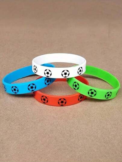 10pcs Football Themed Commemorative Sports Rubber Bracelets, Soccer Fan World Cup Team Grouping Silicone Wristbands, Birthday Small Gift