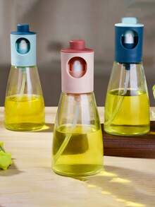 1pc Random Color Glass Spray Bottle | Large Capacity Pressurized Spray Bottle For Kitchen, Barbecue, Roast, Triangular Design, Perfect For Olive Oil And Barbecue Oil - A Stylish Accessory, Ideal For Eid Gifts - Multicolor - View 3