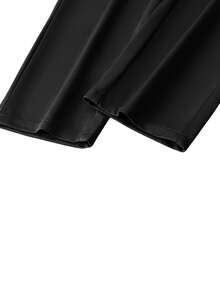 1 Pc Men's Classic Business Trousers, Solid Color 4-Season Slightly Elastic Suit Pants, Straight Fit Casual Dress Pants - Black - View 5