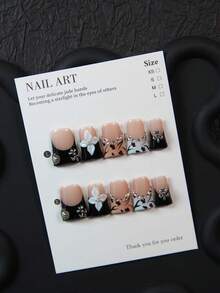 10 miếng dán móng tay hình mỏ vịt thủ công, miếng dán móng acrylic, móng ngắn, phụ kiện trang sức, hình hoa 3D thủ công, móng vịt đen, có thể tái sử dụng, dễ dàng tháo lắp, trang trí hạt trắng sáng bóng - Thích hợp cho phụ nữ và bé gái, dự tiệc, đám cưới, sử dụng hàng ngày, tự làm móng, bao gồm bộ dụng cụ. Miếng dán móng tay thủ công. Móng giả. Dụng cụ làm móng nghệ thuật. - trắng - Xem 13