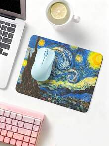 加厚方形梵高星空鼠标垫，橡胶防滑办公鼠标软垫，家用电脑键盘垫，表面光滑，可精准操控鼠标，触感舒适，适合长时间工作/游戏，便携式电脑办公桌垫 - 彩色 - 查看 4