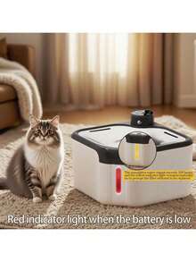 2.8L Wireless Cat Water Fountain, Stainless Steel Material, Wireless Pet Water Dispenser, Battery Powered, With Motion Sensor, Quiet & Rechargeable, Designed For Cats - 2.8L - View 3