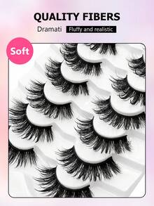 Asiteo 7对湿润触感卡通假睫毛，蓬松浓密，戏剧性仿貂毛睫毛，适合日系动漫人物妆容 - 漫畫款濕睫毛 - 查看 4