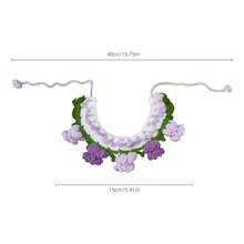 Handmade Knitted Pet Collar & Hat Set, Soft Yarn, Flower Design, Cat & Dog Accessories, Photo Props