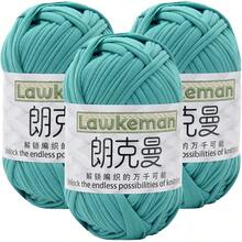Lawkeman 3 peças/300g Fio de Camiseta de Poliéster de Alta Qualidade, Fio de Crochê e Tricô, Fio Grosso de Poliéster Macio e Elástico, 30m/100g por Rolo - Ideal para Projetos DIY, Chinelos, Cestas, Tiras de Tecido, Sacolas Artesanais Tecidas à Mão, Brinquedos, Sapatos, Tapetes, Cestas de Armazenamento - Multicolorido - Visão 28
