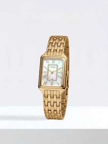 Fossil Raquel石英不锈钢三针腕表 - 方形系列 - 不锈钢表壳/水晶玻璃，时尚石英表，适合各种场合。是旅行、聚会、送礼和日常佩戴的完美之选。 - 銀色+金色 - 查看 10