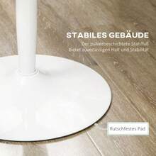 Round Dining Table Ø70 X 75 Cm, Modern Kitchen Table For 2 People, Central Pedestal Table With Steel Legs And Non-Slip Footrest - White - View 5