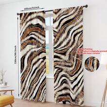 2pcs 2D Printed Zebra Pattern Semi-Blackout Curtains, Fashionable Wild Style For Living Room And Bedroom - Multicolor - View 5