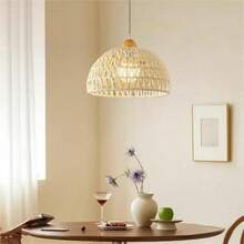 1pc Bohemian Style Paper Rope Lampshade, Rustic Hanging Lamp Shade, Woven Paper Rope Basket Ceiling Light Shade, DIY Pendant Light Shade, Suitable For Living Room, Kitchen Island, Dining Room Decor, Unique Home Decor Lampshade (Lamp Cord And Lamp Base Not Included) - Multicolor - View 3