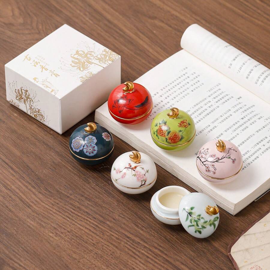 Jarra de cerámica estilo antiguo, caja de regalo de fragancia para mujeres, aromaterapia floral duradera, fragancia sólida portátil