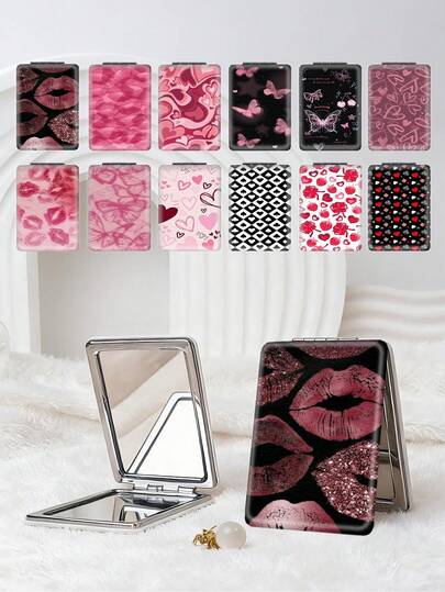 1pc Y2K Style Compact Vanity Mirror, Foldable Lightweight Ultra-Thin Portable Hand Mirror, PU Leather, Suitable For All Occasions And People, Rectangular Foldable Design,Giveaways,Travel,Cheap Stuff,Travel Essential