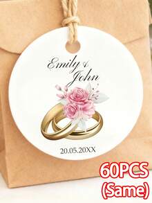 1/10/20/40/60/90 unidades Plantillas personalizadas de etiquetas para regalo de boda, etiquetas personalizadas para anillos con flores, etiquetas editables para anillos con flores, plantillas de etiquetas para regalo de fotos de vacaciones, etiquetas imprimibles para fotos de boda, etiquetas para despedida de soltero/soltera, etiquetas personalizadas, etiquetas de agradecimiento - Multicolor - Ver 14