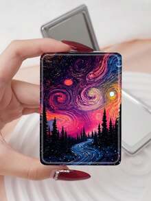 1 Stück Vintage Ölgemälde Stil Van Gogh Serie tragbarer Kospiegel, faltbar leicht kompakt praktisch Handhandspiegel, strapazierfähiges PU-Ledertasche, vielseitig für alle, rechteckiger Taschenspiegel mit Vintage Ölgemälde Elementen Design, zarte Faltstruktur, kratzfest und zuverlässig, leicht mitzunehmen, 180° doppelseitiger Klappspiegel, multifunktional - Verschiedenfarbig - Übersicht 15