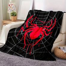 1pc Dripping Red Spider Web Flannel Throw Blanket, Gothic Cobweb Pattern In Black Gray For Superhero Fans, Adults |   For Game Room, Lounge, Man Cave, Themed Decor - 多色 1 - 查看 2