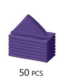 6/10/12/24/50 chiếc Khăn ăn vải màu tím, số lượng lớn 14*14/17*17/20*20 inch, có thể giặt được, 100% vải polyester, viền may chắc chắn, lý tưởng cho khách sạn, nhà hàng, tiệc tùng, đám cưới. - Màu tím - Xem 13