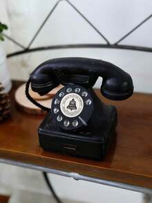 1pc Classic Retro Telephone Replica: This Retro Telephone Showcases The Elegant Aesthetics Of Communication, Transporting You Through Half A Century, Just To Speak With You. It Is Both A Nostalgic Antique Telephone Prop For Photography, As Well As A Perfect Home Decor Piece For Living Rooms, Offices, Bedrooms, Bookshelves And Desktops. It Also Makes A Unique Gift For Halloween, Christmas And Thanksgiving. - Black Retro Phone Type a - View 11