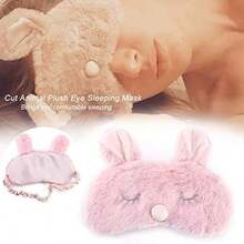 Qkiss 5 Colores Cute Animal Mscara de Ojo Antifaz para Dormir Christmas Deer Winter Cubierta de Sombra de Ojos y Cmoda(Conejo Rosa) - como se muestra en la figura - Ver 8