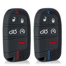 适用于 Cherokee Compass S Renegade Grand Commander、Dodge Journey Challenger JCUV Charger、Chrysler 300C 的高级硅胶钥匙套 - 防震、防尘、防刮擦、全方位保护，柔软耐用防滑材质，完美贴合。 - A - 查看 8