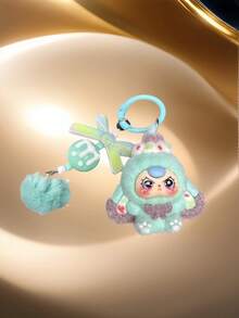 新款成人男女通用可爱大耳朵植绒实心塑料钥匙扣，时尚卡通配饰包包挂饰钥匙链