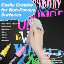 Liquid Erasable Chalk Markers Pens - 12 Colors Washable & Wet Erase Neon Makers For Blackboard, Chalkboard Signs, Glass Window, Graduation Celebration School Art - 10 Metallic Colors - View 4