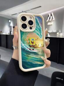 SpongeBob SquarePants 1pc Cartoon Spongebob Surfing On Sea Design Shock-Proof Phone Case Cover, Compatible With Samsung/Compatible With IPhone 17/16/15/14/13/12/11 Pro Max/12 Pro/14 Plus And Other Models - Multicolor - View 7