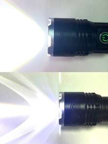 1pc Super Bright LED Flashlight, Aluminum Alloy, 5 Lighting Modes, Zoomable Outdoor Flashlight, Type-C Rechargeable Flash Light, Outdoor Portable Tactical Torch, Strong Handheld Lantern, For Camping, Fishing, Hiking, Hunting, Cycling, Emergency, Work