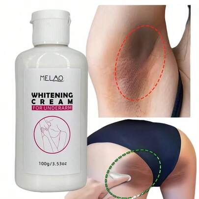  MELAO Underarm Whitening Cream, Fades Underarm Discoloration, Evens Skin Tone, Brightens Complexion, Smooths Skin, Suitable For Underarms And Intimate Areas, Contains Natural Extracts, 100g/3.53oz